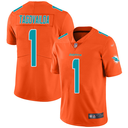 Nike Miami Dolphins #1 Tua Tagovailoa Orange Youth Stitched NFL Limited Inverted Legend Jersey->youth nfl jersey->Youth Jersey